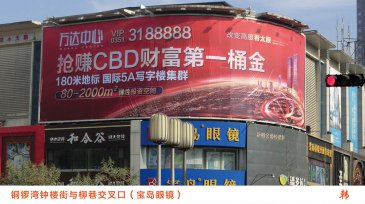 太原市铜锣湾钟楼街与柳巷交叉口楼顶大牌广告